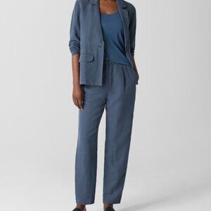 NWT Eileen Fisher ECLIPSE Linen/Silk Twill Ankle Peated Pants